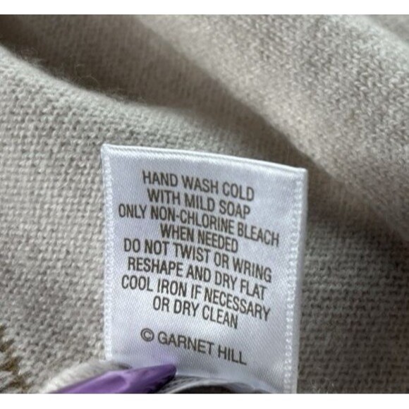 Garnet Hill Turtleneck Sweater Women Striped Wool Cashmere Size Medium Oversized - Picture 15 of 16